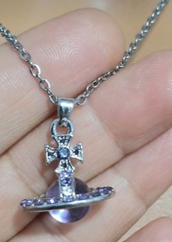 Vivienne Westwood Çelik mor satürn Kolye - Görsel 2