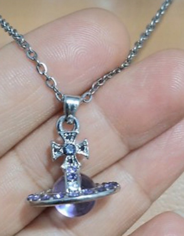 Vivienne Westwood Çelik mor satürn Kolye - Görsel 2