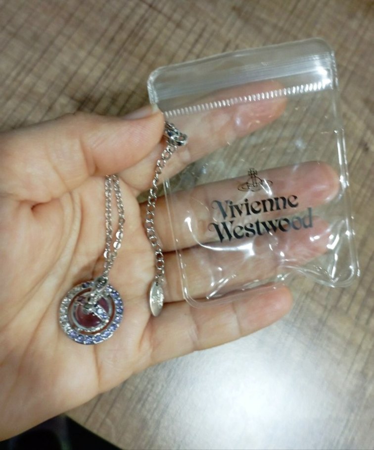 Vivienne Westwood Çelik mor satürn Kolye - Görsel 4