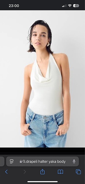 Bershka drapeli halter yaka bluz