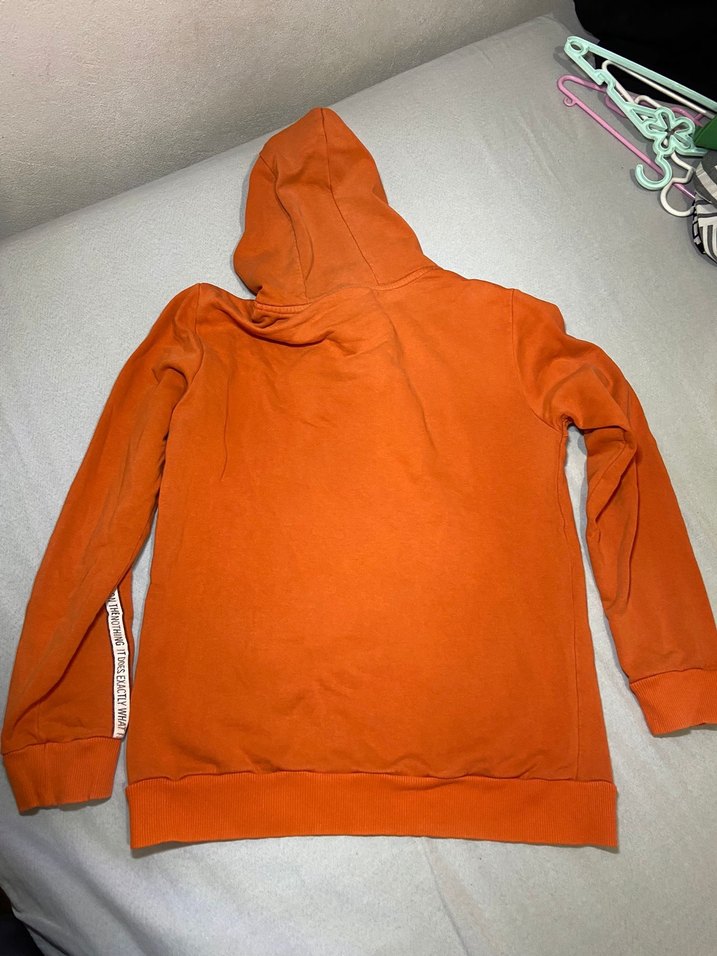 Turuncu Kapüşonlu Sweatshirt unisex - Görsel 2