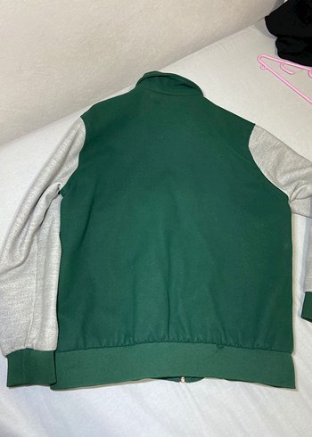 Erkek Fermuarlı Yeşil Gri kolej Ceket - Görsel 2