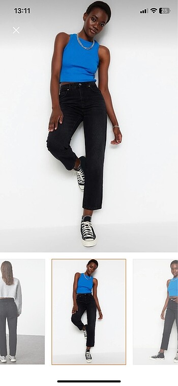 Siyah yüksek bel jeans TWOSS23JE00089