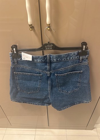 Kadın Koyu Mavi Kot Şort Mini - Görsel 4