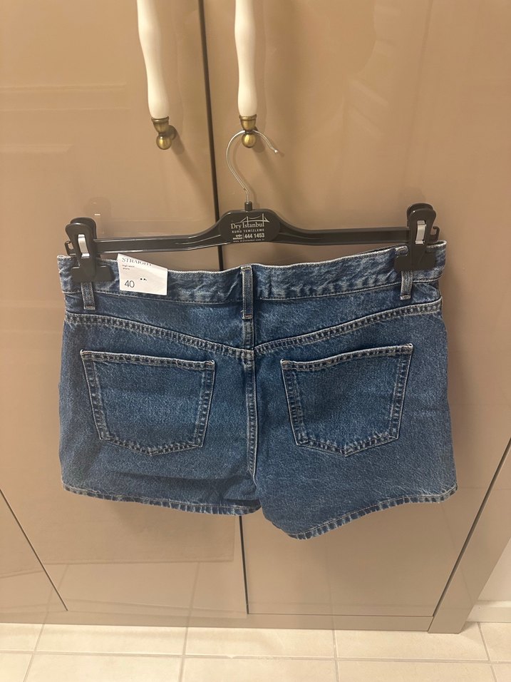 Kadın Koyu Mavi Kot Şort Mini - Görsel 4