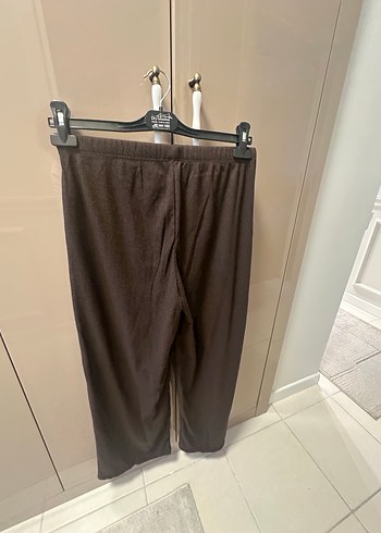 Kadın Kahverengi Piliseli Bol Kumaş Pantolon - Görsel 3