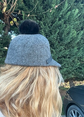 Gri Yünlü Kürk Detaylı Kadın Şapka - Görsel 3