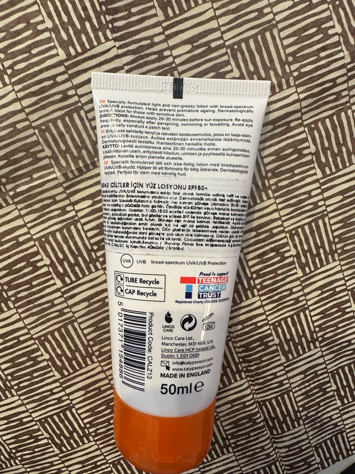 Calypso SPF 50+ Hassas Cilt Yüz Losyonu - Görsel 2