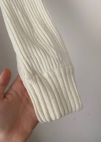 s Beden beyaz Renk Beyaz Balıkçı Yaka Örgü Crop Kazak