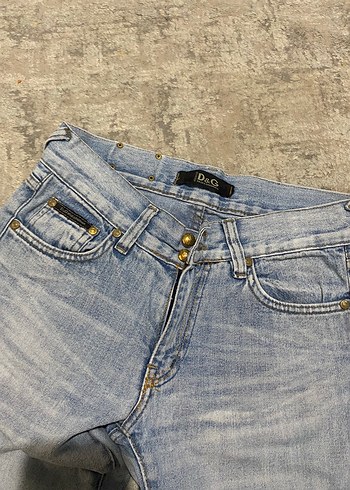 D&G Mavi Kadın Bol Kesim Midi Kot Pantolon