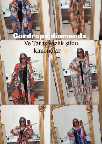 Payetli, Uzun, Çok Renkli Bohem Kimono