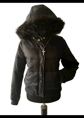 Kürklü Siyah Zara Mont