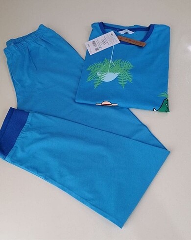 12-13 Yaş Beden mavi Renk Penti pijama takımı