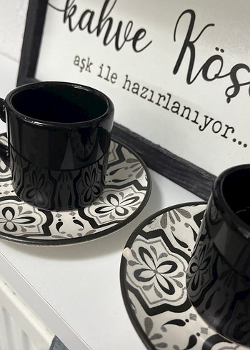 Siyah Desenli Türk Kahvesi Fincanı Seti - Görsel 2