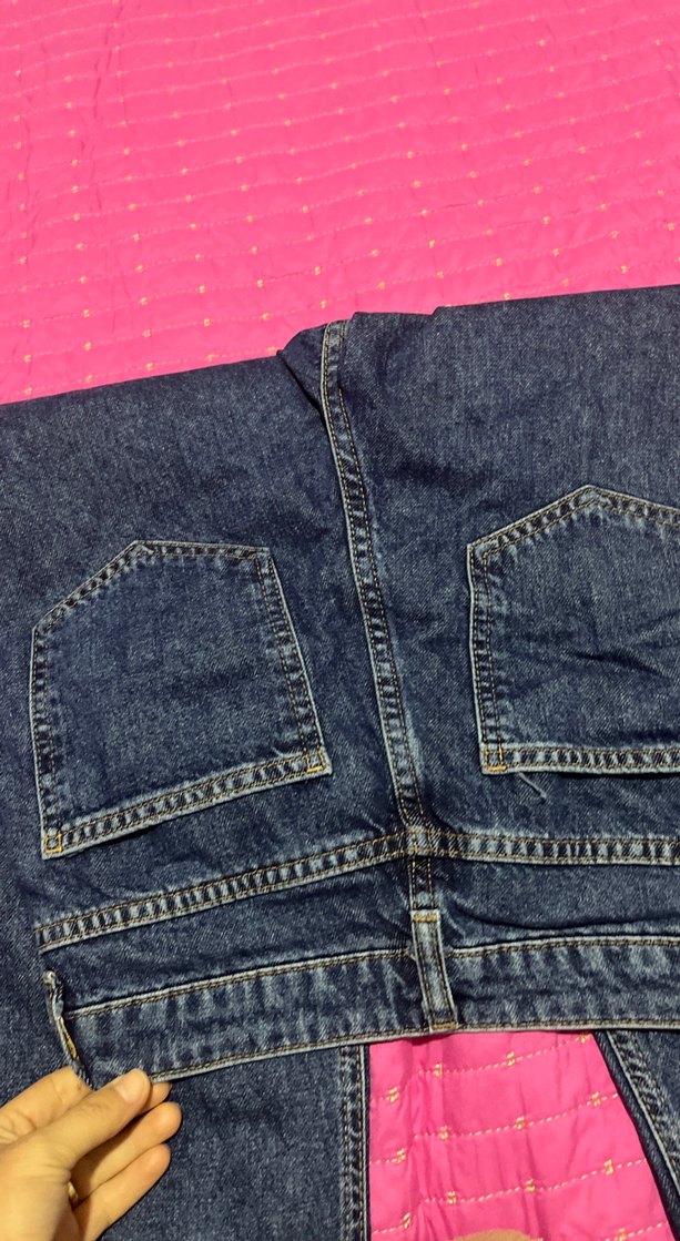 Kadın Lacivert Batik Desenli Midi Kot Pantolon - Görsel 3