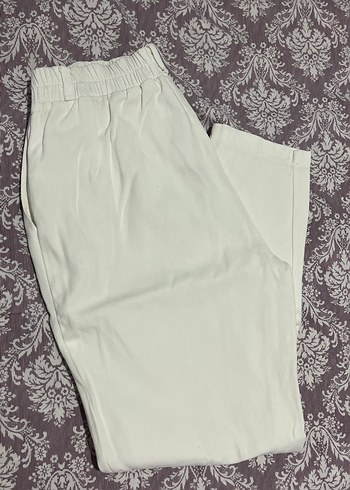 Beyaz Rahat Kesim Keten Kadın Pantolon - Görsel 2