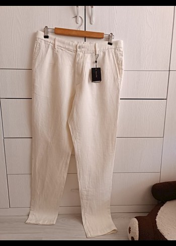 44 Beden beyaz Renk Massimo dutti keten leisure fit pantolon