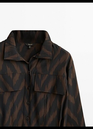 xl Beden kahverengi Renk Massimo Dutti zebra desenli elbise 