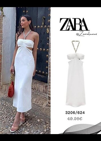 xs Beden beyaz Renk Zara zincir detaylı elbise 
