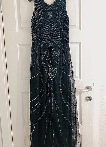 Siyah taşlı abiye - Görsel 5