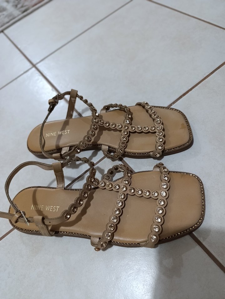 Bej Deri Kadın Sandalet - Blok Topuklu - Görsel 2