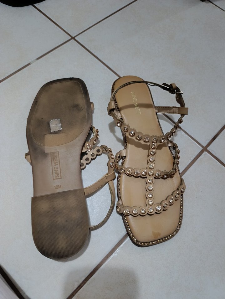 Bej Deri Kadın Sandalet - Blok Topuklu - Görsel 3