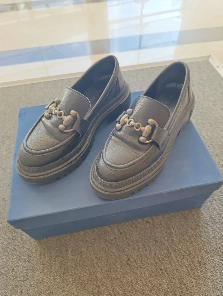 Siyah Platform Tokalı Kadın Loafer - Görsel 2