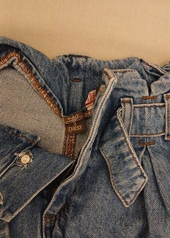 Kadın Kot Şort, Kemerli, Bol Kesim - Görsel 2