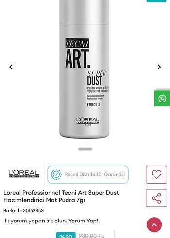 L'Oréal Paris L'Oreal Professional Tecni Art Super Dust Hacimlendirici Pudra