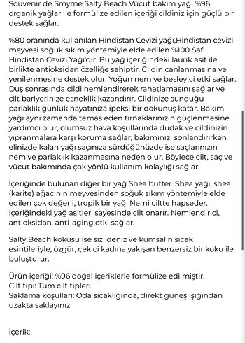 Beden Renk Souvenir de Smyrne Salty Beach Bakım Yağı