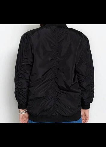 l Beden siyah Renk Bomber oversize ceket