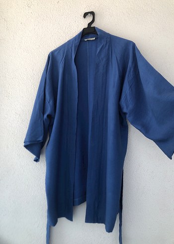 Diğer Mavi Kadın Uzun Kollu Uzun Kimono
