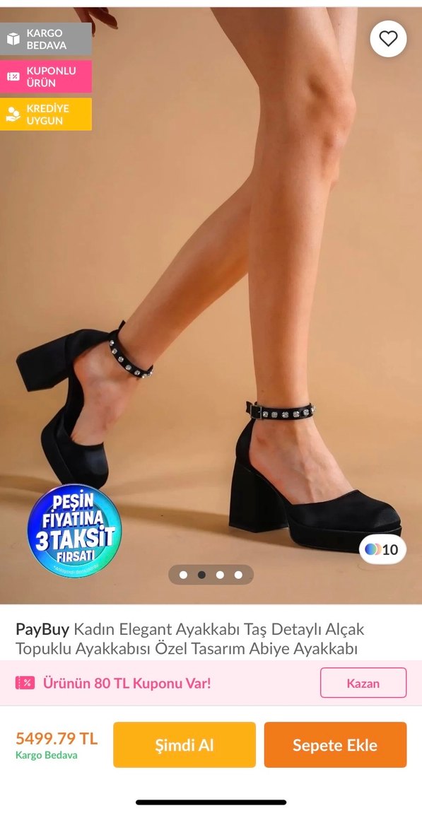 Siyah Tokalı Platform Topuklu - Görsel 2