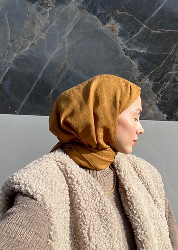 Keten Kumaşlı Camel Kadın Şal