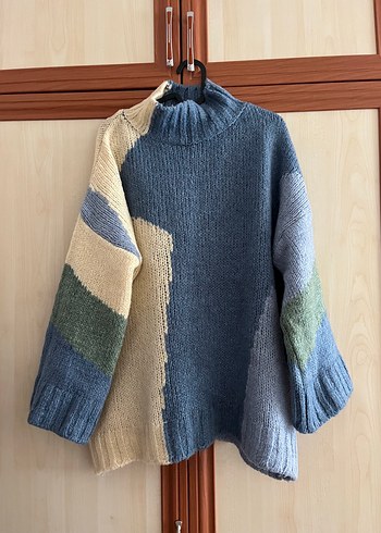 Bohem Tarzlı Kadın Boğazlı Oversize Triko Kazak