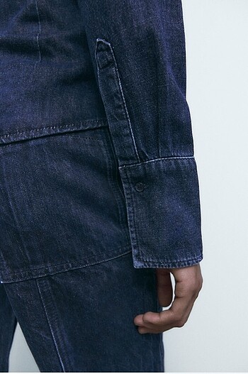 s Beden Zara kot vücuda yapışan denim gömlek
