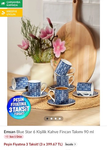 Emsan Blue Star 6 Kişilik Kahve Fincan Takımı 90 ml