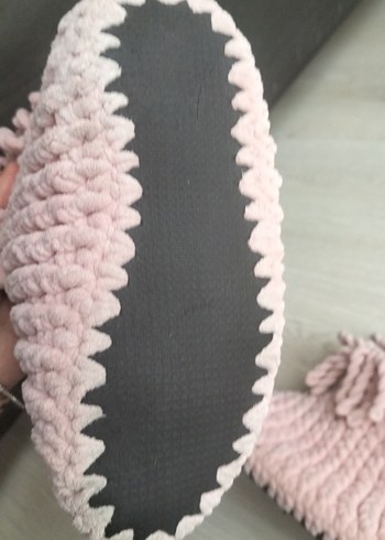 Pembe Örgü Kız Çocuk Ev Terliği - Görsel 4