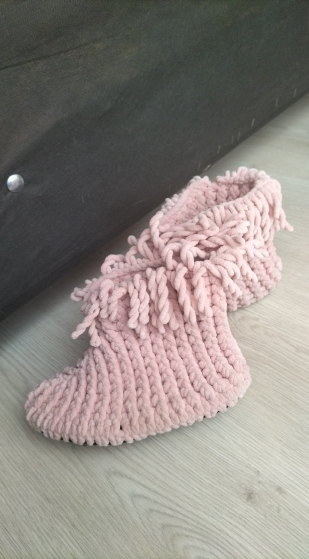 Pembe Örgü Kız Çocuk Ev Terliği - Görsel 5