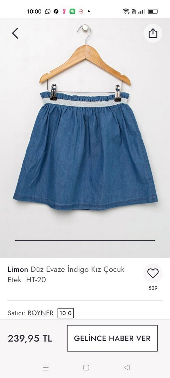 Limon Kız Çocuk İndigo Denim Etek - Görsel 2