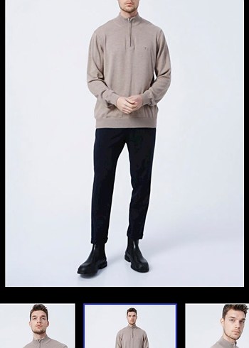 Gri Fermuarlı Erkek Sweatshirt - Görsel 2