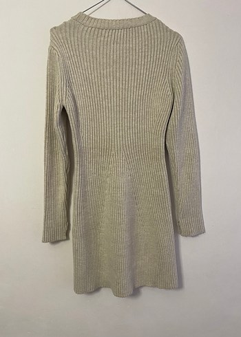 Bej Triko Uzun Kollu Midi Elbise - Görsel 2