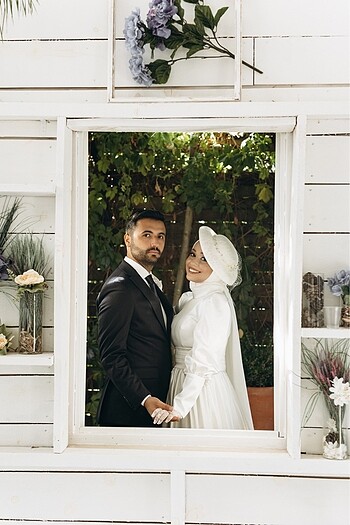 diğer Beden beyaz Renk Tesettür nikah elbisesi