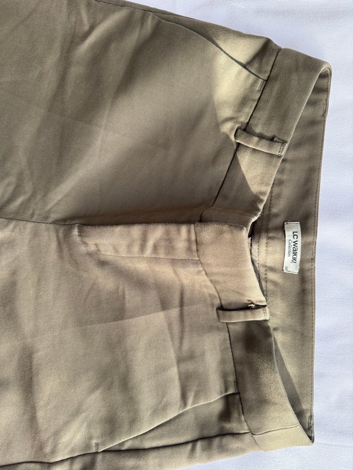 Bej Kadın Kumaş Pantolon Midi Boy - Görsel 4