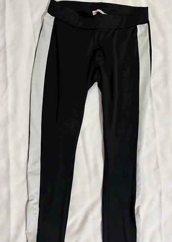 Siyah Yan Şeritli Esnek Kadın Tayt - Görsel 2