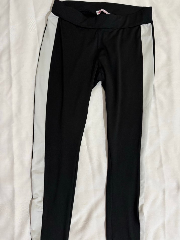 Siyah Yan Şeritli Esnek Kadın Tayt - Görsel 2