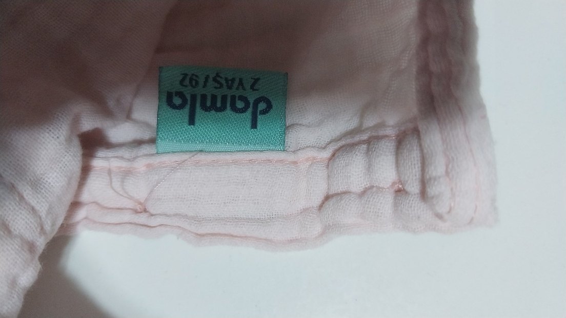 Pembe Kız Çocuk Keten Fırfırlı Nakışlı Elbise - Görsel 3