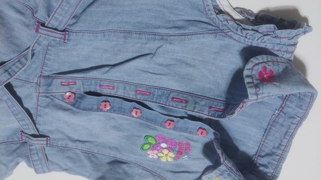 Nakışlı Renkli Kız Çocuk Kot Elbise - Görsel 3