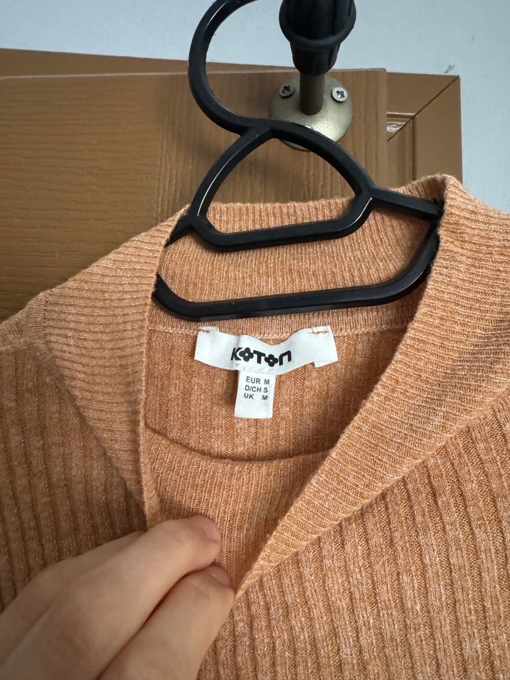 Bej Kısa Kollu Balıkçı Yaka Triko Kazak - Görsel 2