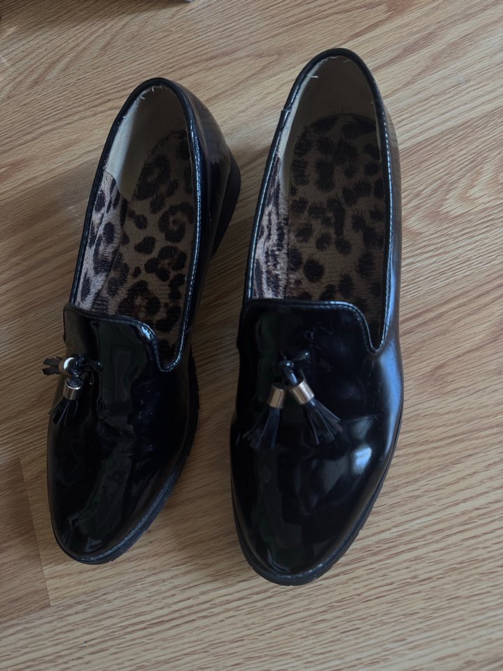 Siyah Leopar Desenli Püsküllü Topuklu Kadın Ayakkabı - Görsel 2